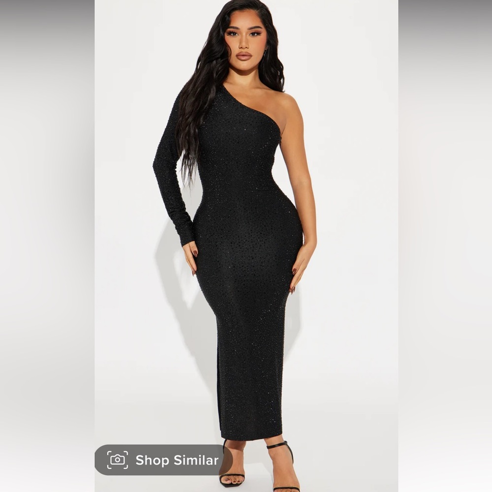 Fashion Nova black midi dress